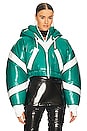 view 1 of 5 Bianca Bomber Jacket in Jade & Optic Stripe