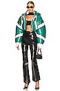 view 5 of 5 Bianca Bomber Jacket in Jade & Optic Stripe