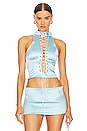 view 1 of 5 Phoebe Top Duchess Satin Lace Up Buckle Top in Blue