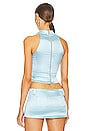 view 3 of 5 Phoebe Top Duchess Satin Lace Up Buckle Top in Blue