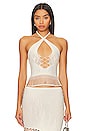 view 1 of 5 Kailani Top Shapewear Halter Neck Fringe Top in Oyster