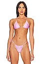 view 2 of 6 Bella Bikini Top in Grey & Pink Pinstripe