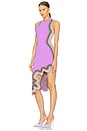view 3 of 4 Brooklyn Wavy Asymmetric Dress in Sunset Violet