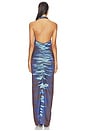 view 3 of 3 Rohu Lake Print Long Dress in Ocean Blue