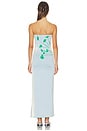view 5 of 5 Iris Flower Print Maxi Tank Dress in Aqua Green