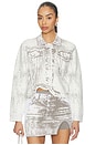 view 1 of 5 Hana Denim Print Oversized Jacket in Denim White