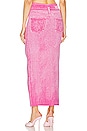 view 3 of 4 Lily Denim Print Wavy Midi Skirt in Barbie Pink