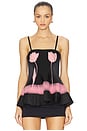 view 1 of 4 Tulip Needle Punch Tank Top in Pink & Black