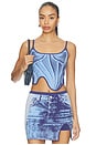 view 1 of 4 Mila Denim Print Tank Top in Denim Blue