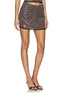 view 2 of 6 Gather Sequin Mini Skirt in Brown