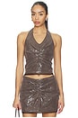 view 1 of 5 Gather Sequin Halter Top in Brown