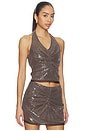 view 2 of 5 Gather Sequin Halter Top in Brown