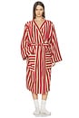 view 1 of 3 ALBORNOZ PEMBROKE STRIPE COTTON ROBE in Sandstone Red