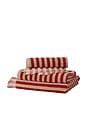 view 2 of 3 Pembroke Stripe Face Towel in Sandstone Red