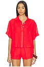 view 1 of 4 Linen Button Up Top in Red