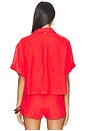 view 3 of 4 Linen Button Up Top in Red