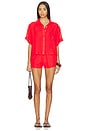 view 4 of 4 Linen Button Up Top in Red