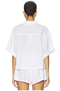 view 3 of 4 Linen Button Up Top in White