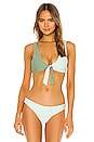 view 2 of 5 Two Tone Tie Bikini Top in Mint & Sage