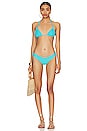 view 4 of 4 Basic Ruched Teeny Bikini Bottom in Turquoise