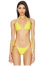 view 1 of 4 Lettuce Edge Triangle Bikini Top in Polka Dot
