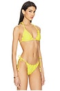 view 2 of 4 Lettuce Edge Triangle Bikini Top in Polka Dot