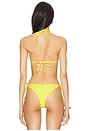 view 3 of 4 Lettuce Edge Triangle Bikini Top in Polka Dot