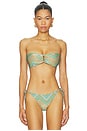 view 1 of 5 Detail Bandeau Bikini Top in Green Printed