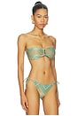 view 2 of 5 Detail Bandeau Bikini Top in Green Printed