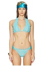 view 1 of 4 Lace Halter Bikini Top in Turquoise