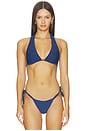 view 1 of 4 X Alice + Olivia Macrame Halter Bikini Top in Navy
