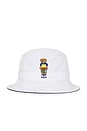 view 1 of 2 Chino Novelty Bear Loft Bucket Hat in White