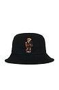 view 1 of 3 Cotton Twill Novelty Holiday Bear Loft Bucket Hat in Black