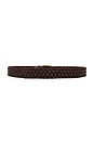 view 2 of 3 Leather Webbing Braided Stretch Belt in Brown