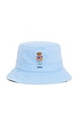 view 1 of 2 Tissue Linen Classic Novelty Bear Loft Bucket Hat in Austin Blue