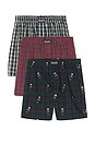 view 1 of 3 Holiday Gift Set 3 Pack Woven Boxers in Mini Mayborne Plaid, Morning Robe Bear, & Mini Red Stewart Plaid
