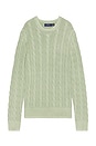 view 1 of 5 Garment Dyed Cable Knit Crewneck Sweater in Greenstone GMD