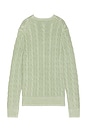 view 2 of 5 Garment Dyed Cable Knit Crewneck Sweater in Greenstone GMD
