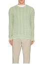 view 4 of 5 Garment Dyed Cable Knit Crewneck Sweater in Greenstone GMD