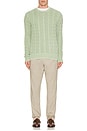 view 5 of 5 Garment Dyed Cable Knit Crewneck Sweater in Greenstone GMD