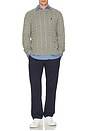 view 5 of 5 Cotton Cable Knit Crewneck Sweater in Fawn Grey Heather
