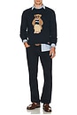 view 5 of 5 Cotton Crewneck Novelty Bear Sweater in Navy