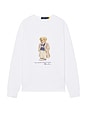 view 1 of 4 Fleece Novelty Bear Crewneck Sweatshirt in White