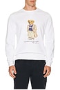 view 3 of 4 Fleece Novelty Bear Crewneck Sweatshirt in White