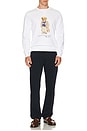 view 4 of 4 Fleece Novelty Bear Crewneck Sweatshirt in White
