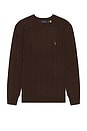view 1 of 5 Wool Cashmere Cable Knit Crewneck Sweater in Cacao Brown Heather