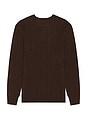 view 2 of 5 Wool Cashmere Cable Knit Crewneck Sweater in Cacao Brown Heather