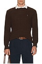 view 4 of 5 Wool Cashmere Cable Knit Crewneck Sweater in Cacao Brown Heather