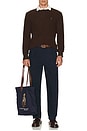 view 5 of 5 Wool Cashmere Cable Knit Crewneck Sweater in Cacao Brown Heather