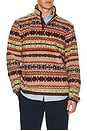 view 3 of 4 Long Sleeve Printed Vintage Fleece Snap Mockneck Pullover in Camel